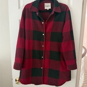 BB Dakota Red and Black Plaid Snap-Front Shacket